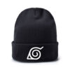 Naruto Leaf Symbol Logo Knit Beanie Stocking Black Hat