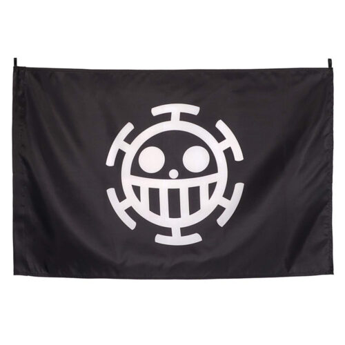 One Piece Hearts Pirates Black and White Flag
